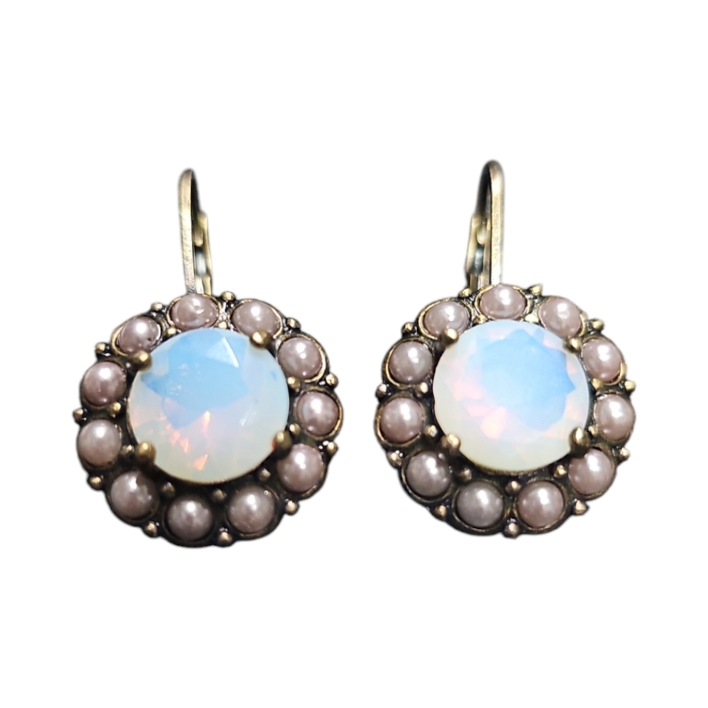 Vintage NR Nina Ricci Earrings Opaline and Pearls